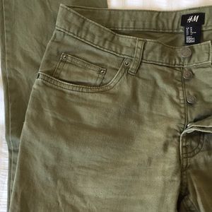 H&M Olive  Green Slim Leg Pants Distressed/Imperfect